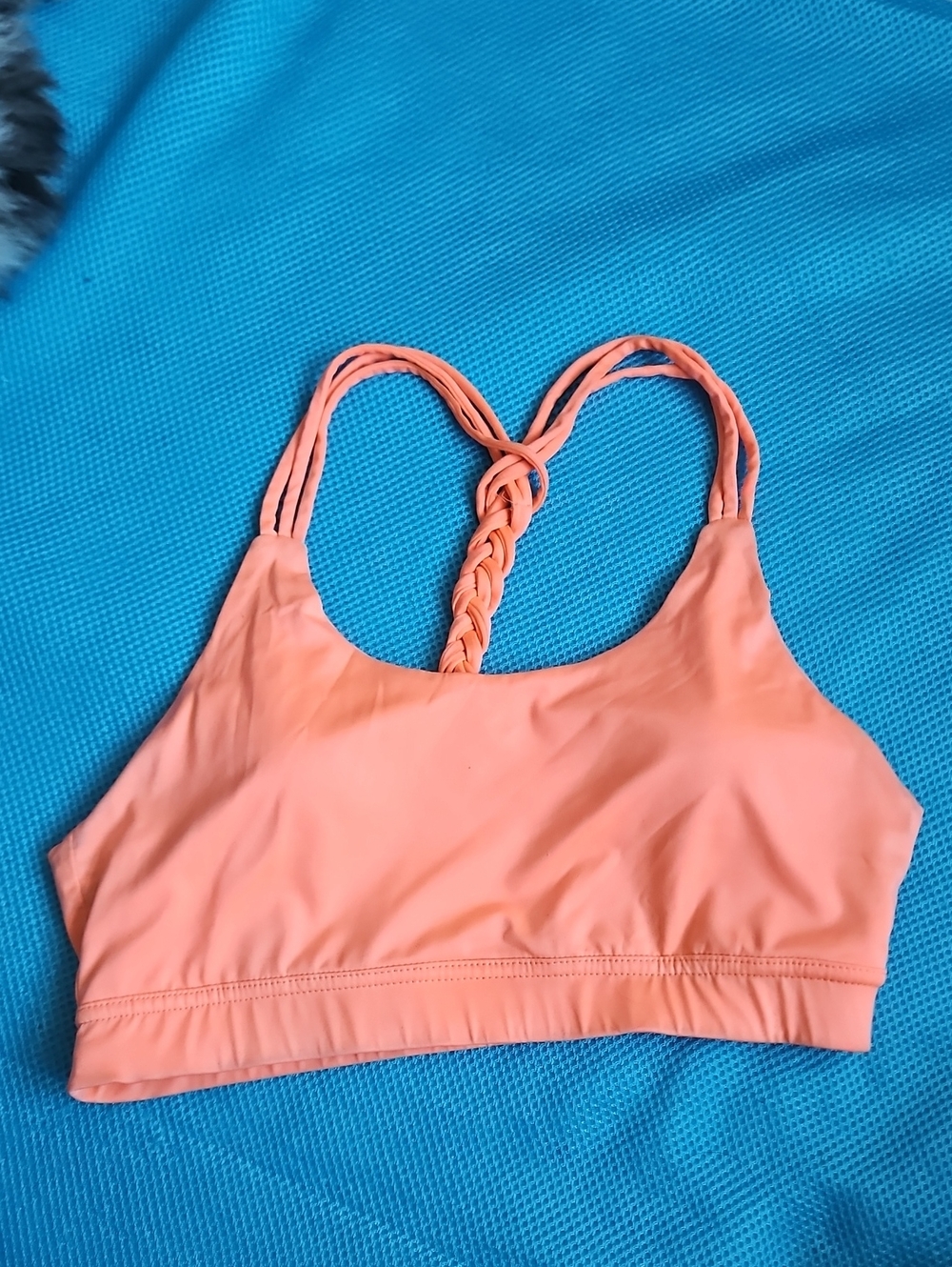 Women’s Peach Sports Bra with Braided Straps